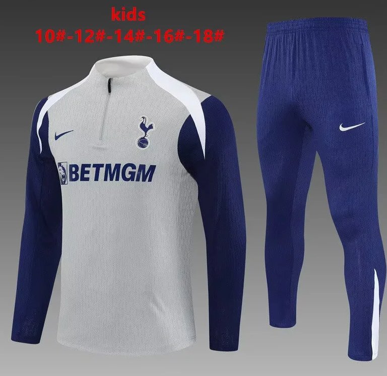 Kids Tottenham 25/26 Tracksuit - Grey/Dark Blue